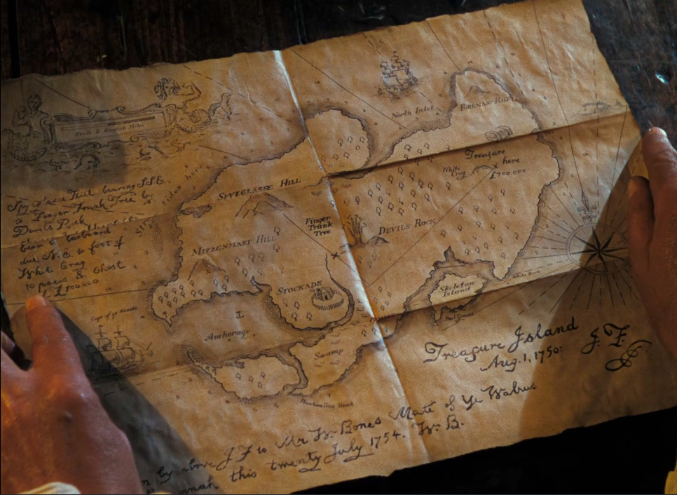 Карта спрятанного клада. Кадр из фильма «Остров сокровищ» (1950).