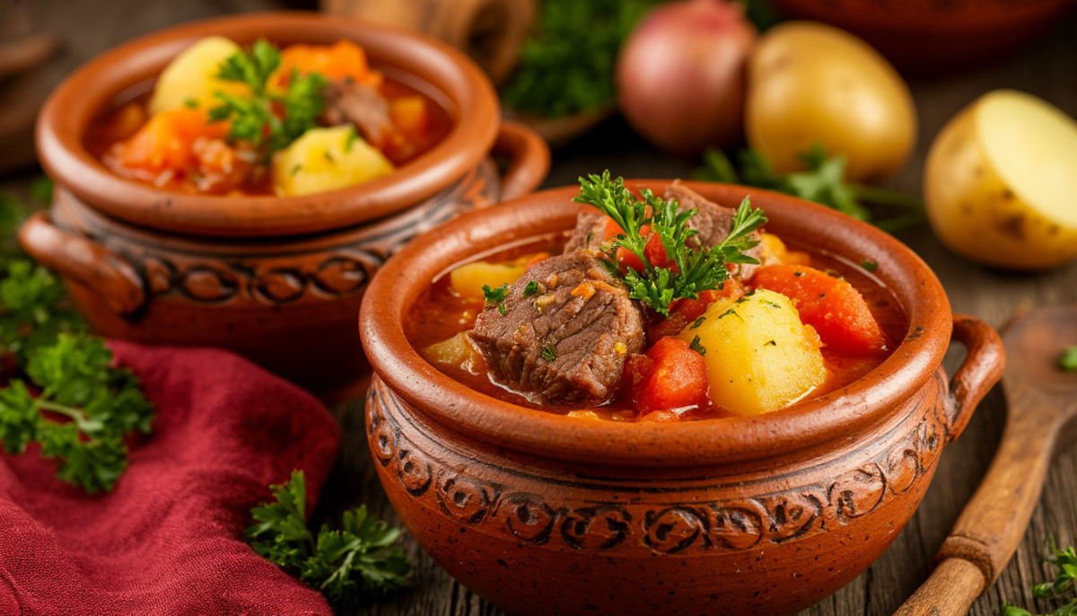 Тушёная картошка с мясом в горшочках