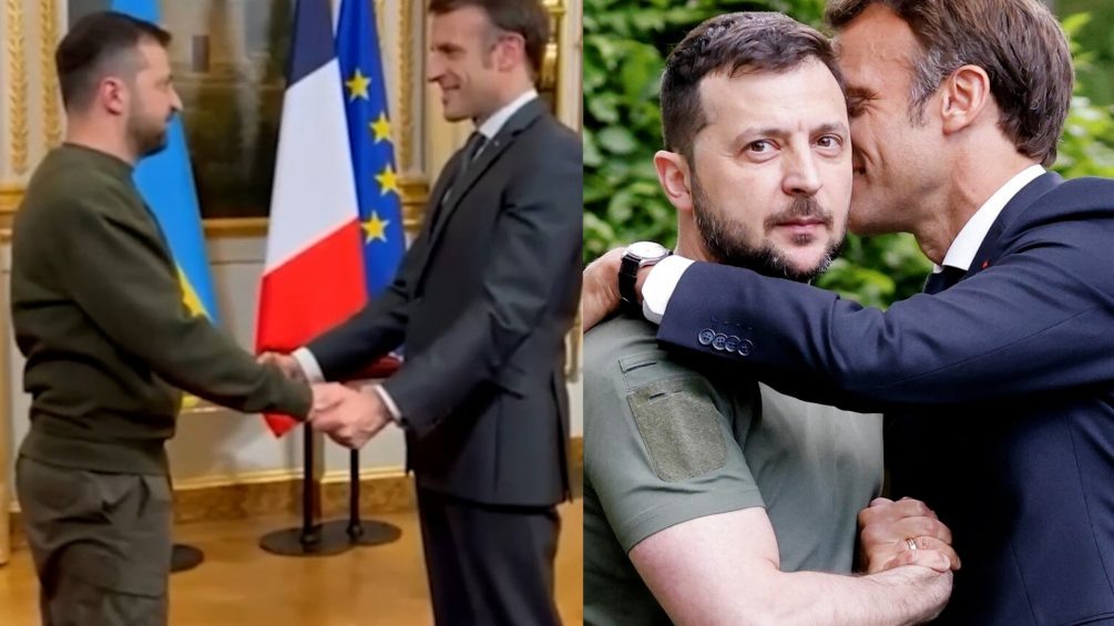    Ранее замеченные объятия Макрона и Зеленского