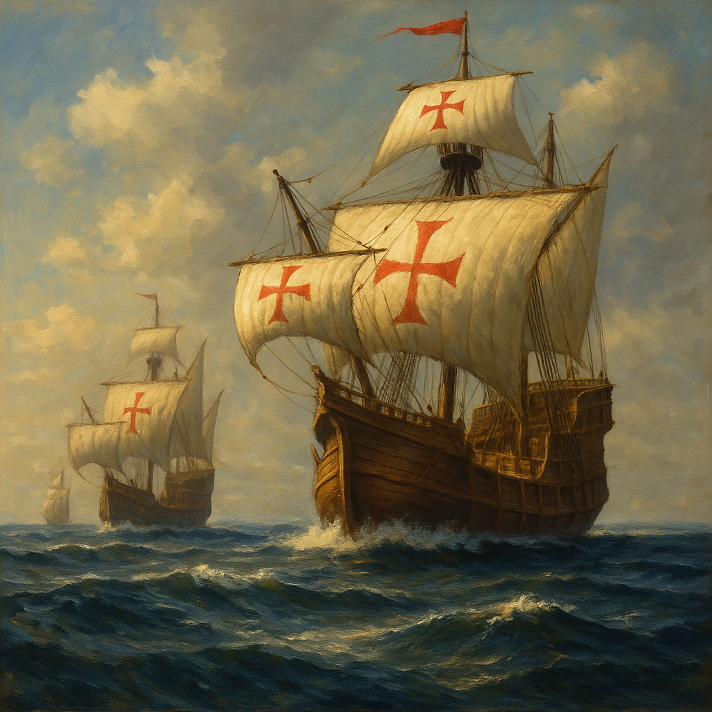 «Санта-Мария», «Пинта» и «Нинья» плывут искать Индию, но вместо этого случайно откроют новый континент. Когда навигатор — ты сам, а карты — чисто ради красоты