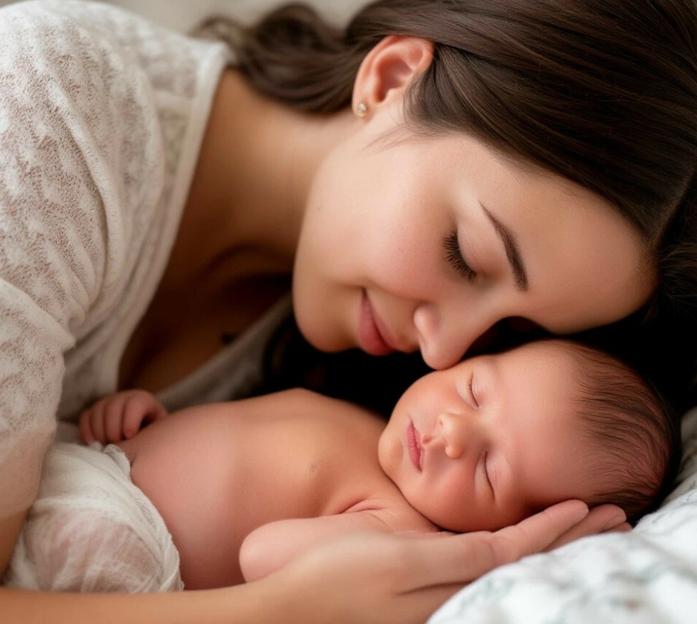 Вера и новорождённый Мирон