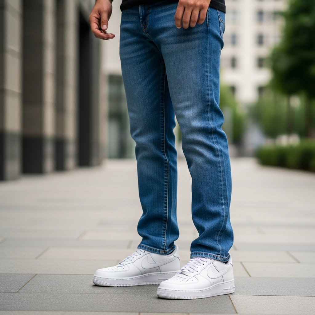 Прямые джинсы и Nike Air Force 1: городской баланс