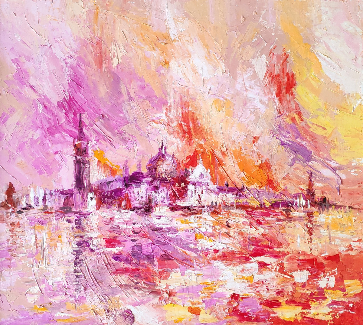 Закат над Венецией, 2010 г., материалы: масло, холст, размер: 70 х 80 см. Источник: https://artsreda.ru
