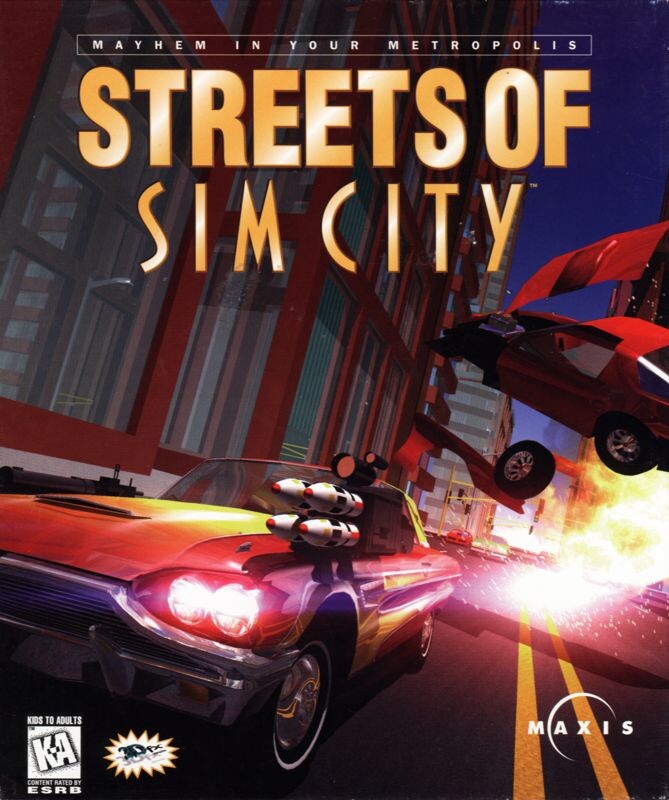 Обложка компьютерной игры Streets of SimCity, официальная, зарубежная версия