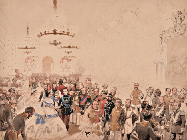 "Полнез в Николаевском зале Зимнего дворца", Михй Зичи, 1863. 