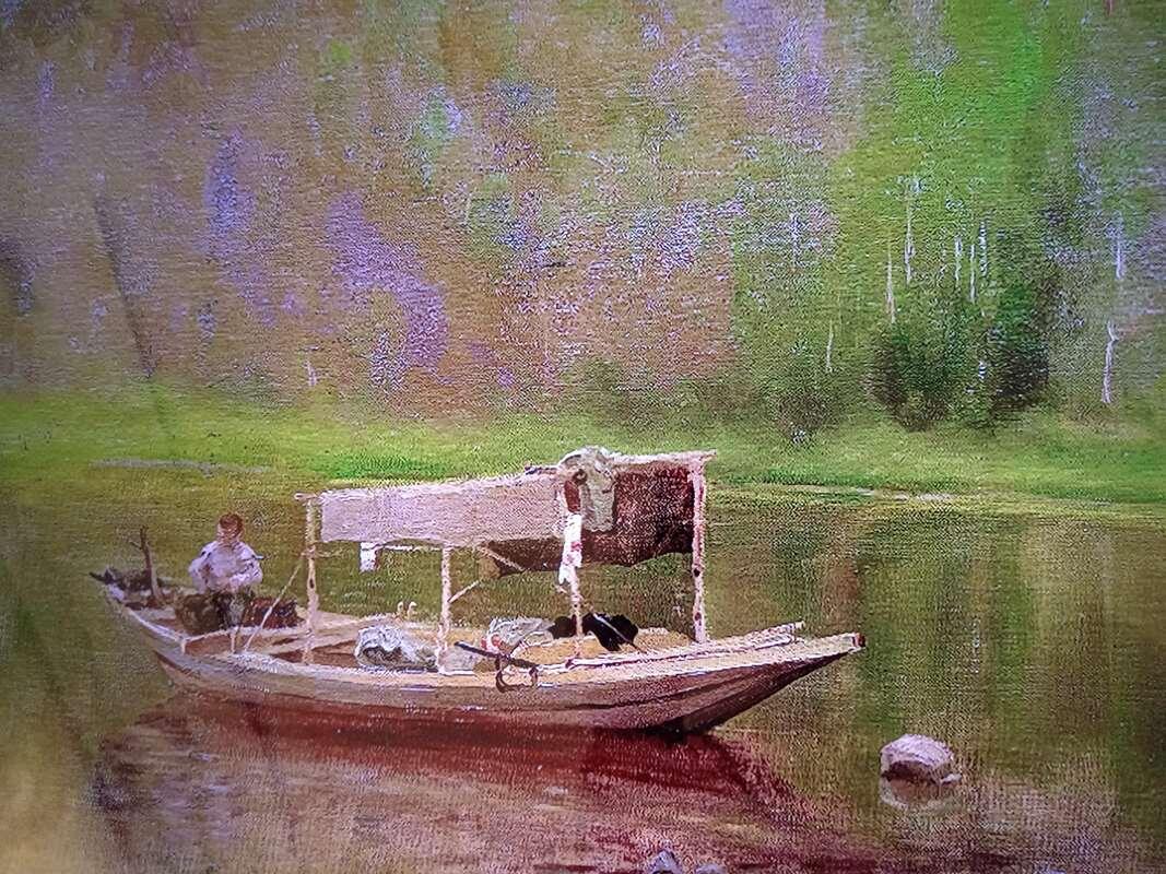    Лодка художника на Чусовой. Фрагмент картины Денисова-Уральского. stalker