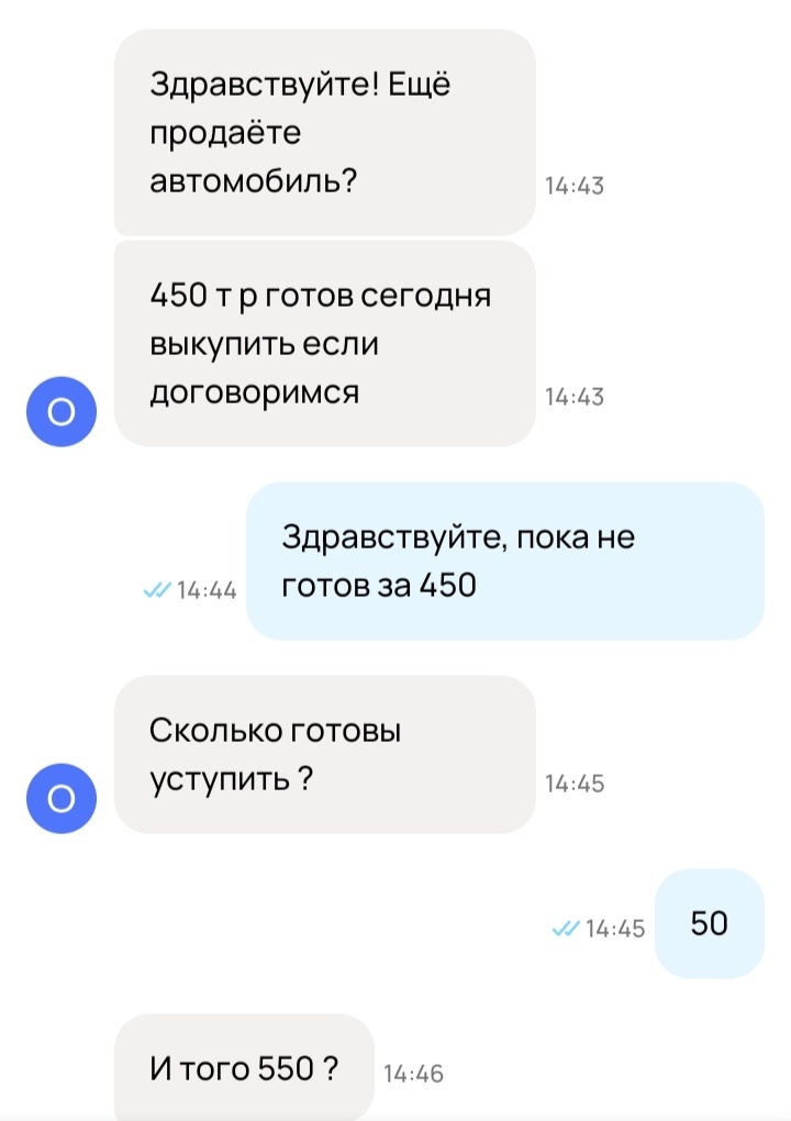 Скриншот из переписки с Авито