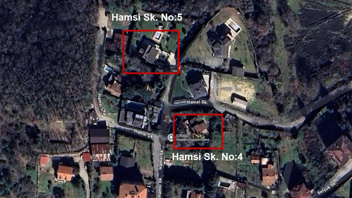 Расположение домов на карте Стамбула. Google карты