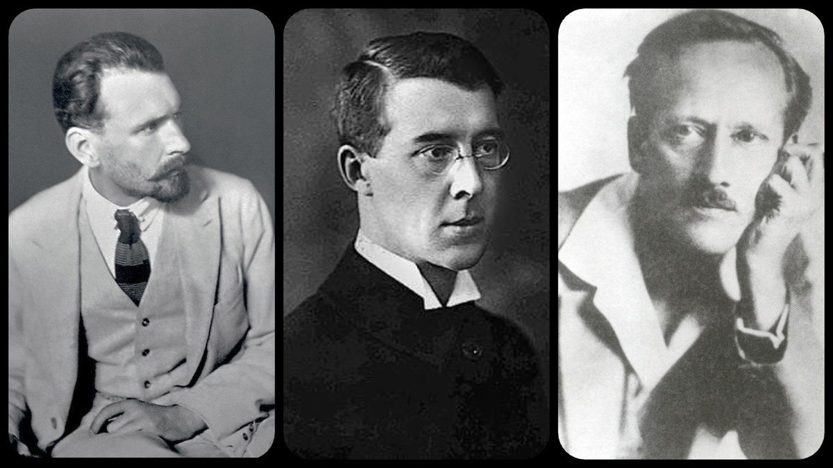 Слева-направо: Н.С. Трубецкой, П.А. Сорокин, М.А. Осоргин