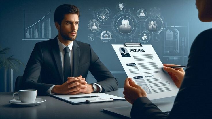 Руководитель проводит собеседование с кандидатом. 