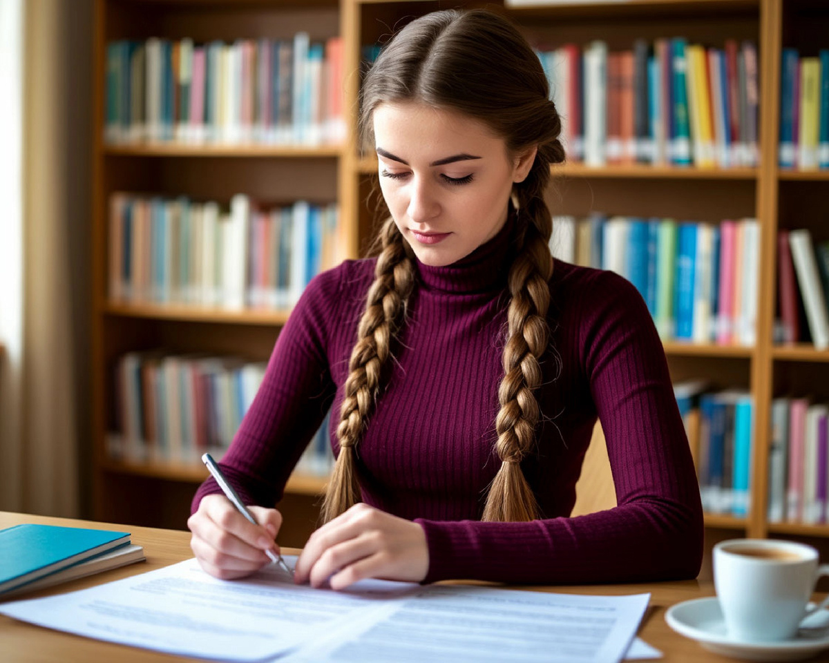 Девушка. Лет двадцати пяти. Темные волосы, заплетенные в тугую косу. 