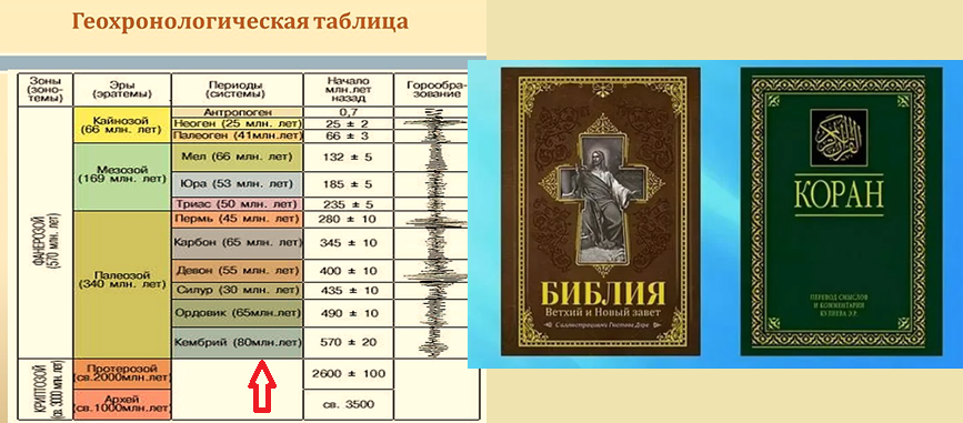 И по употребляемой геохронологии видно, что до Кембрийского периода Нижнняя Земля была в невидимом или в полевом состоянии, т.е. - без горообразования, как процесса в основном оседания проявляющихся при этом в молекулярном (видимом) виде горных пород верхних геомассивов