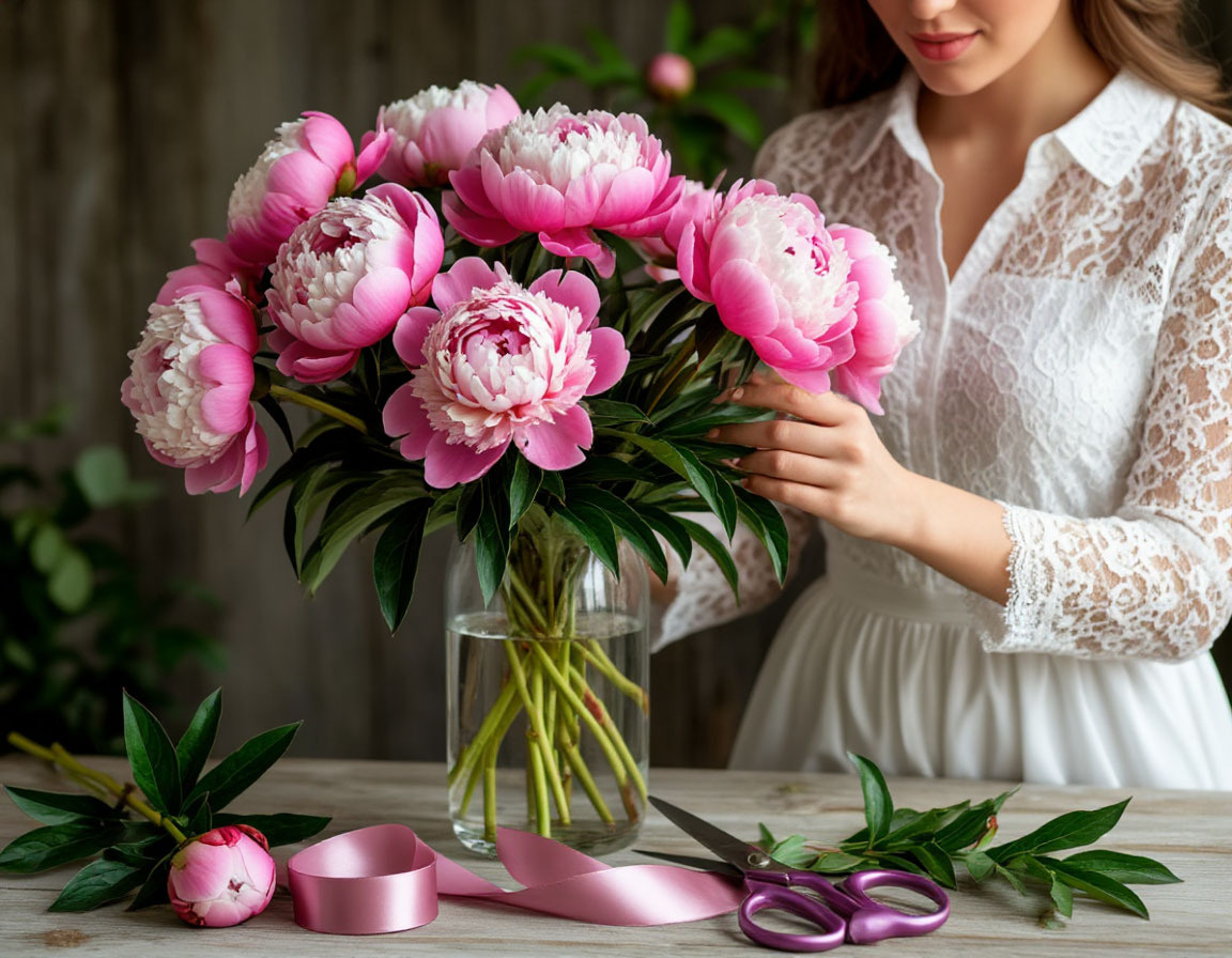 Уход за срезанными пионами