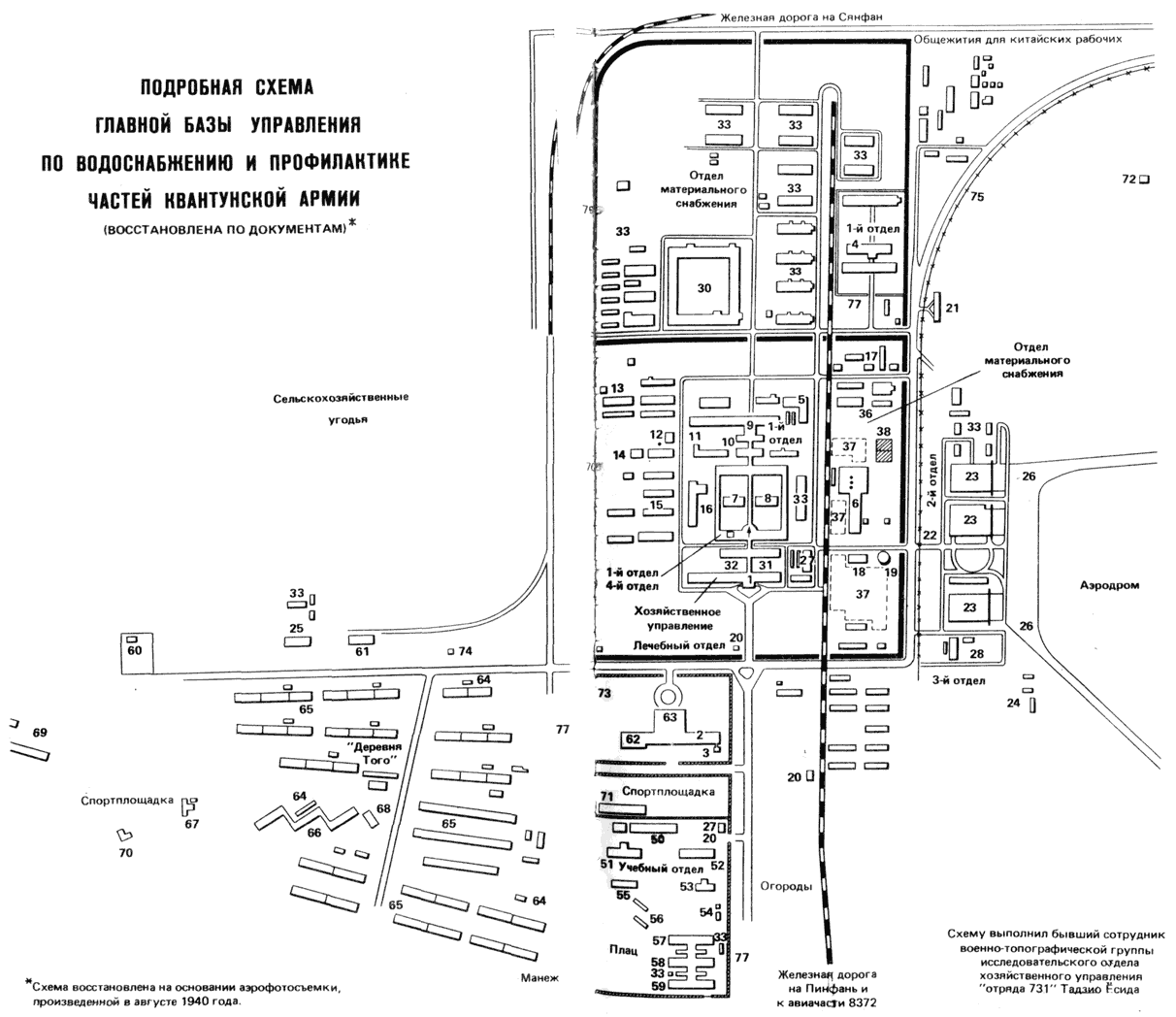 Материалы из книги. Схема расположения отряда 731.