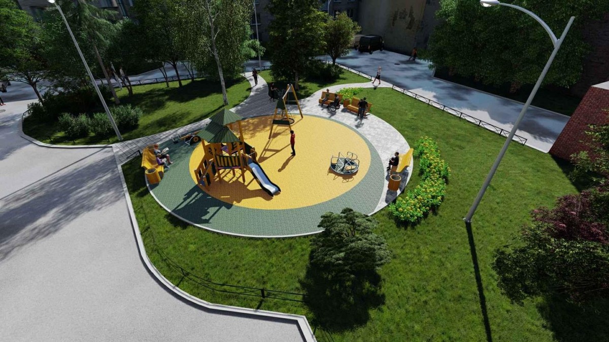 Двор в Кронштадте после благоустроства (макет)