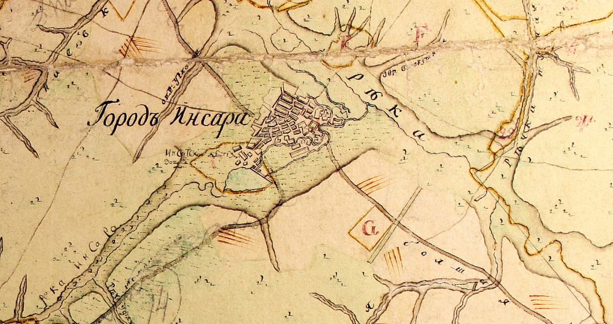 Фрагмент плана Генерального межевания Инсарского уезда. Конец XVIII в. 