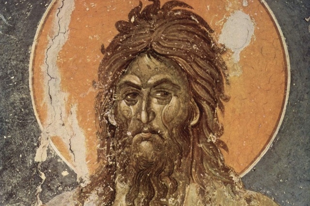    Иоанн Креститель. Православная фреска, монастырь Грачаница, неизвестный художник, XIV век.