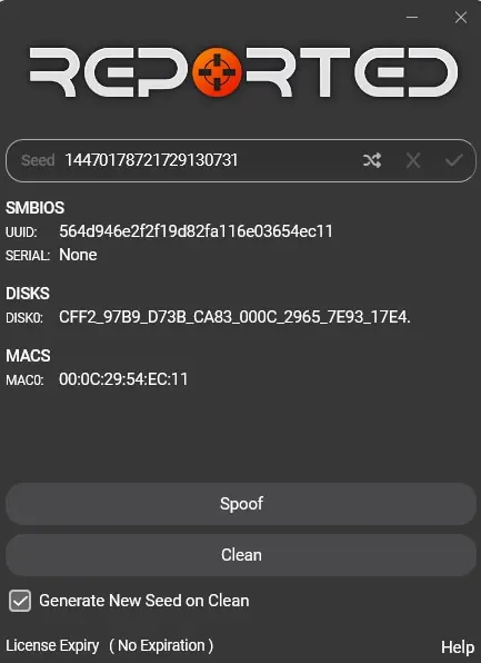 Меню Репортед Спуфера