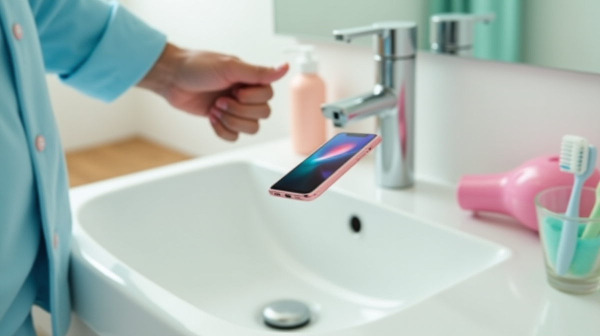 Смартфон падает в воду...