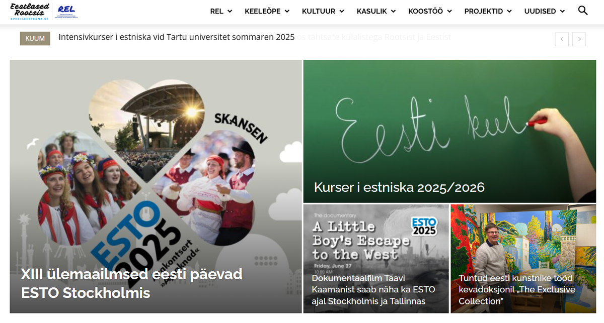 Сайт Союза эстонцев в Швеции © sverigeesterna.se