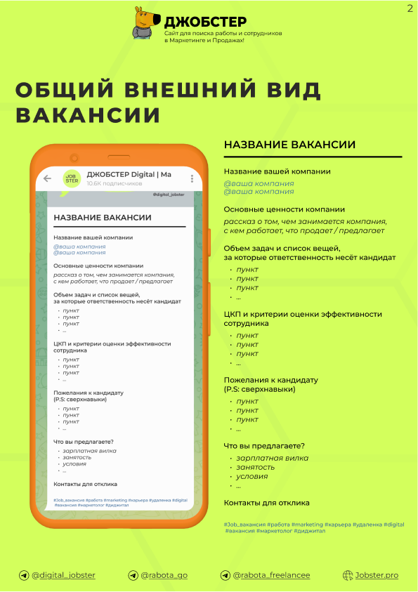 Как правильно составлять вакансии