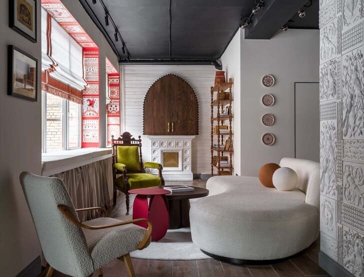    Офис Dubova Events в русском стиле проект бюро Bliqu Interior