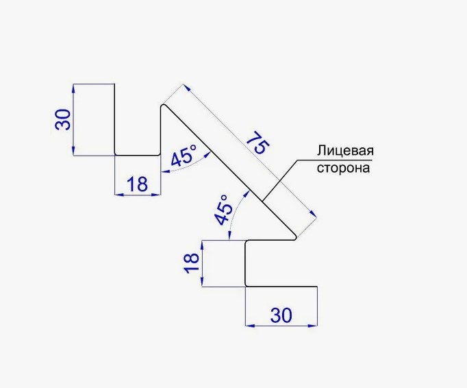 Фасонное изделие - планка угла внутреннего сложного