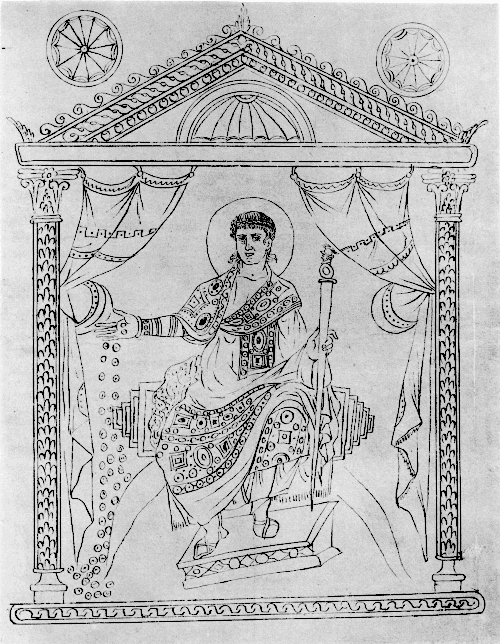 Изображение братоубийцы Констанция II (пр. 337-61) с нимбом. (римский манускрипт Хронографии 354 года).