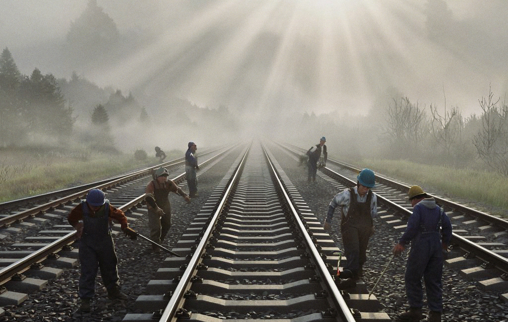 рабочие, которые занимаются ремонтом или обслуживанием железнодорожных путей