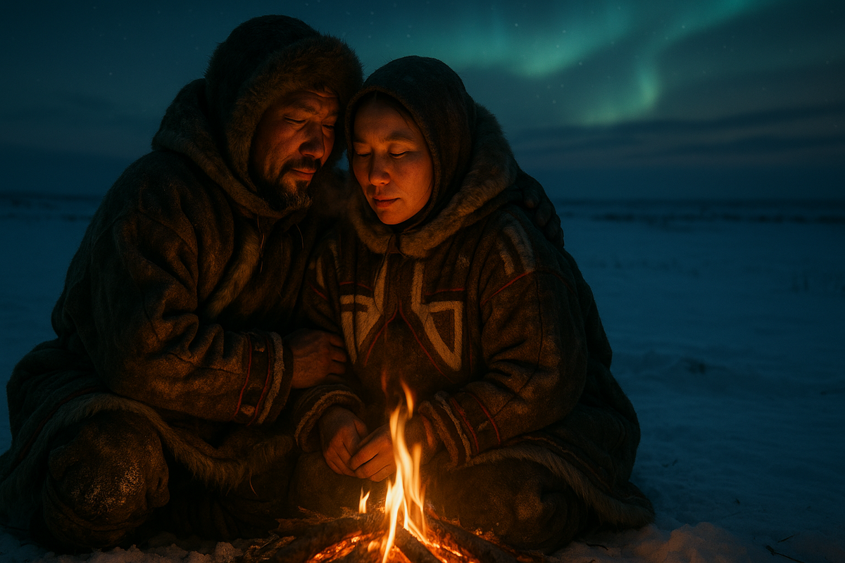 Тепло друг друга среди холода тундры.