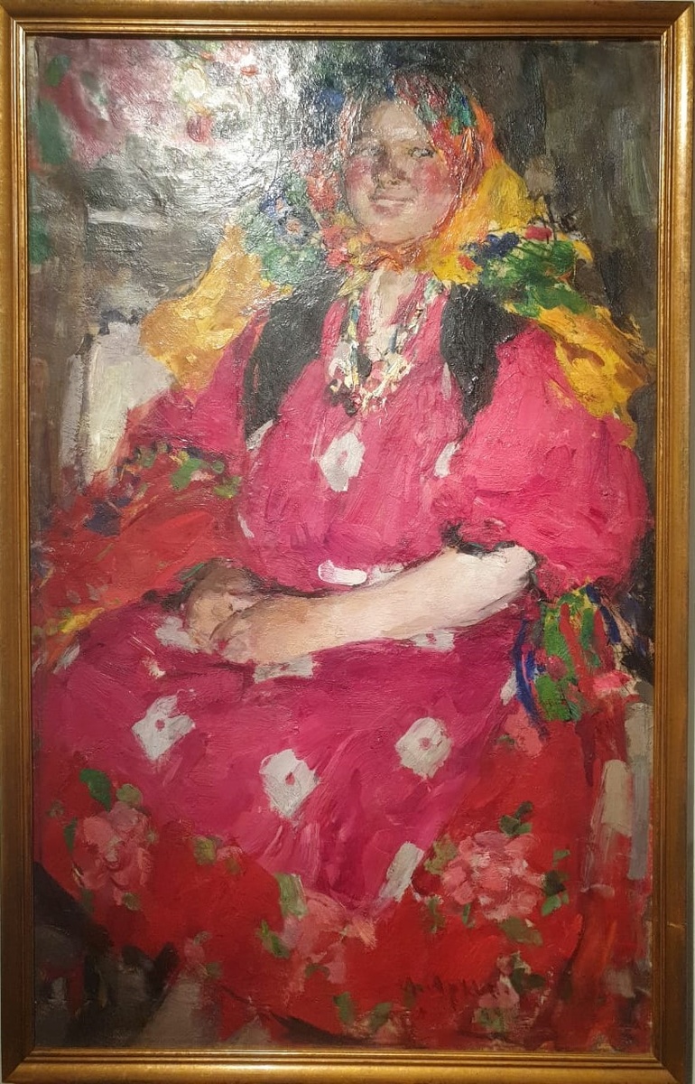 Абрам Архипов. Девушка в малиновом. 1926