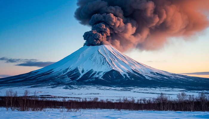 Сибирский мантийный плюм может разбудить вулканы и уничтожить жизнь на Земле, предупреждает профессор Эгон Чолакян. Фото: shedevrum.ai