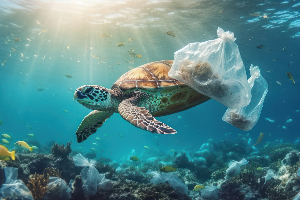 Пластиковые пакеты - один из самых часто встречаемых видов мусора в океане. Фото: Inkong Boutchalern / Vecteezzy
