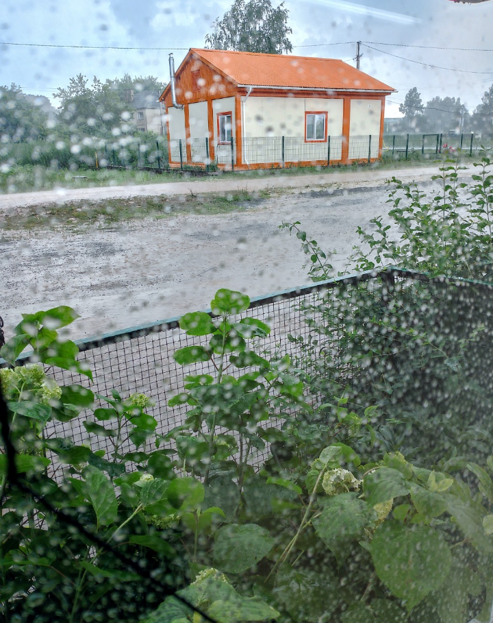 фото автора, не пруд а мокрая от дождей сельская улица