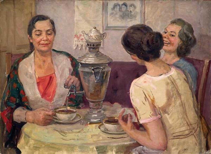 "У самовара". Художник Анатолий Трескин.