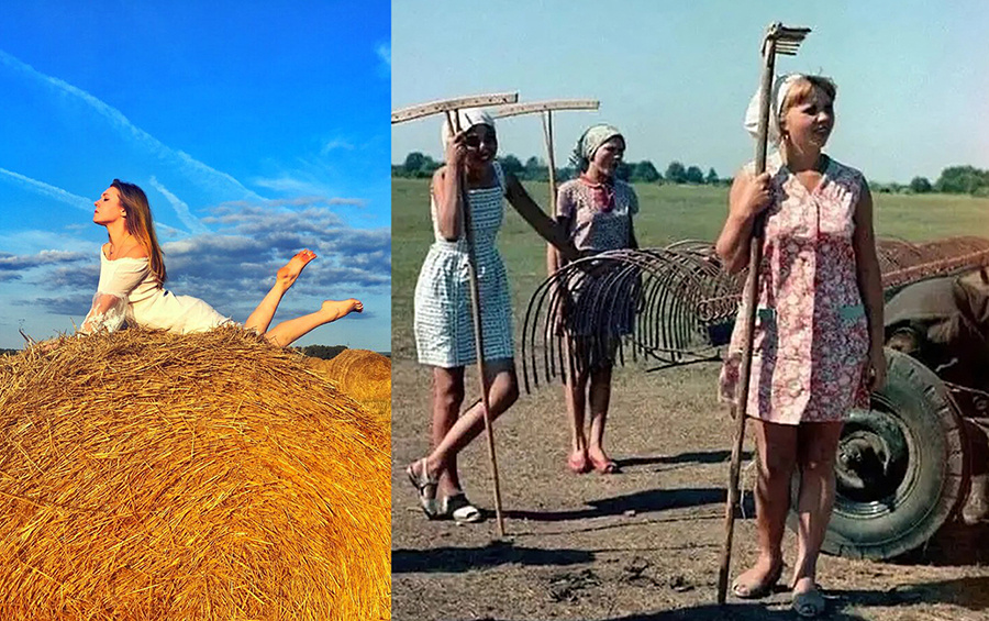 Девушка 2000-х  и девушки 70-х годов СССР 