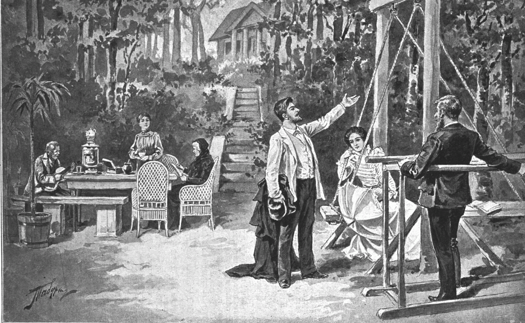 Владимир Амосович Табурин, иллюстрация к первому к первому действию пьесы «Дядя Ваня». Журнал «Нива», №23 за 1901 год.