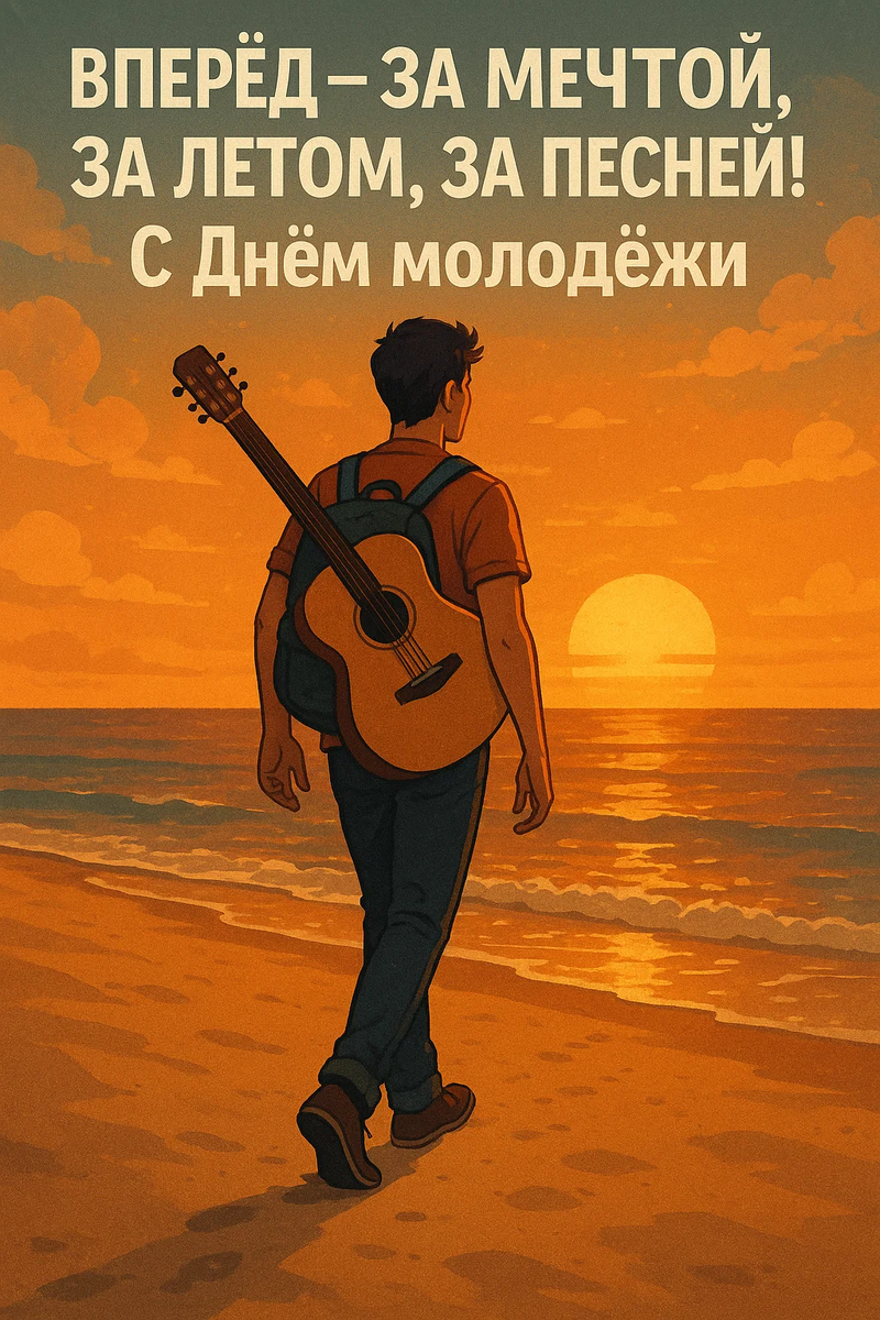 Открытка из серии «День молодёжи» создана по моей задумке с помощью нейросети.