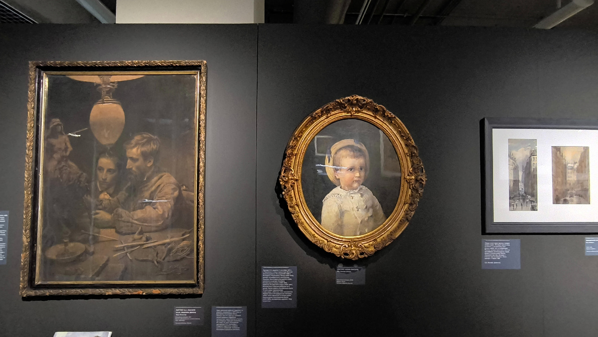 М. Эттингер. Е.А. и Е.Н. Лансере (слева) Е. Н. Лансере (Бенуа). Портрет Жени Лансере (в центре)