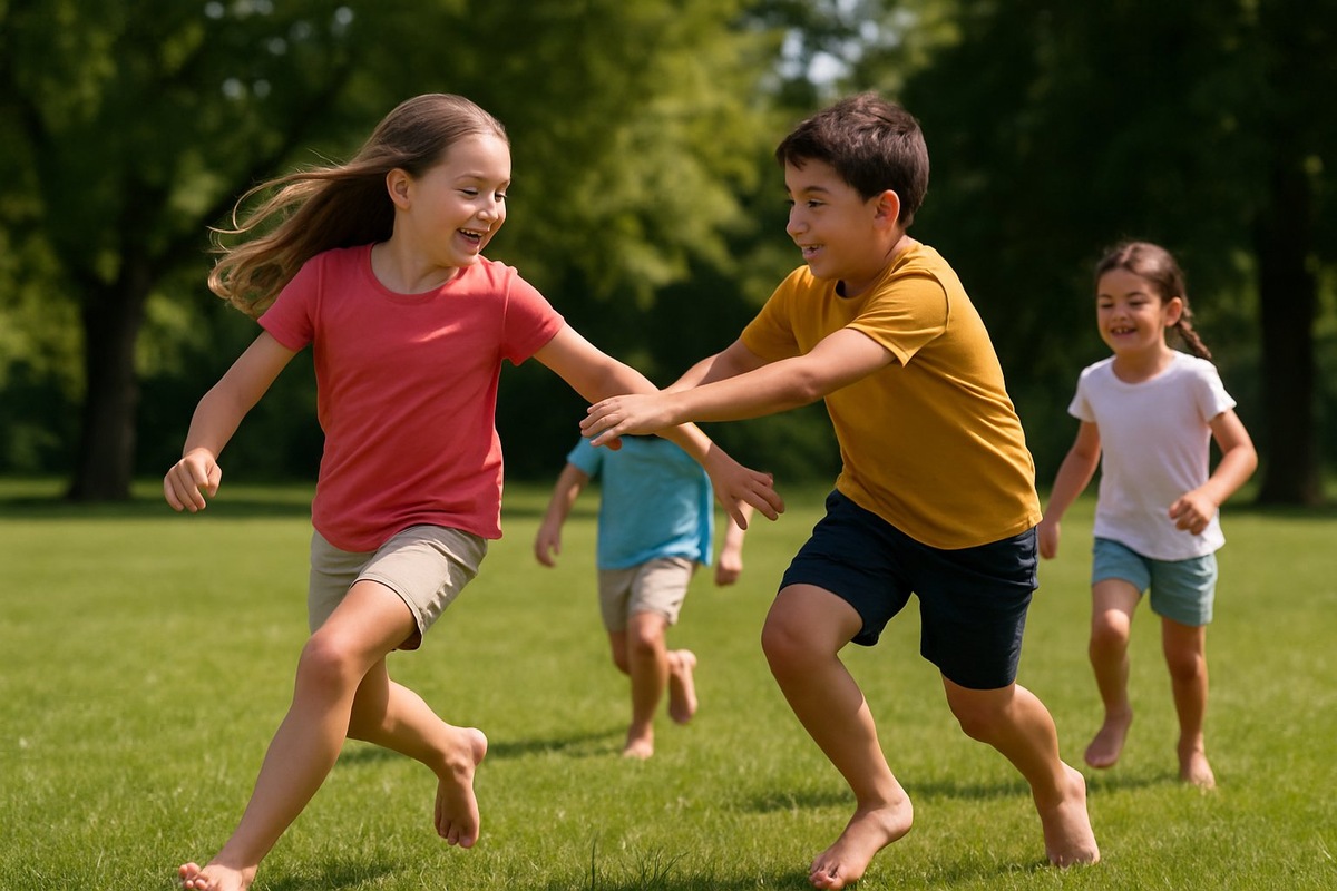 Дети играют в салки