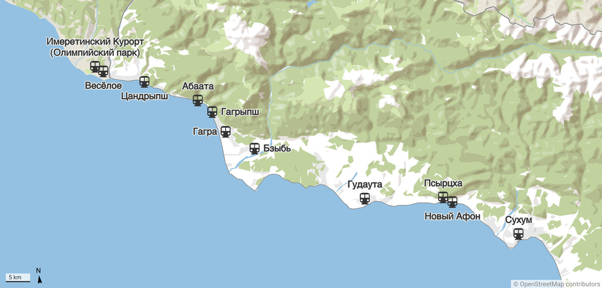 Маршрут поезда «Диоскурия»