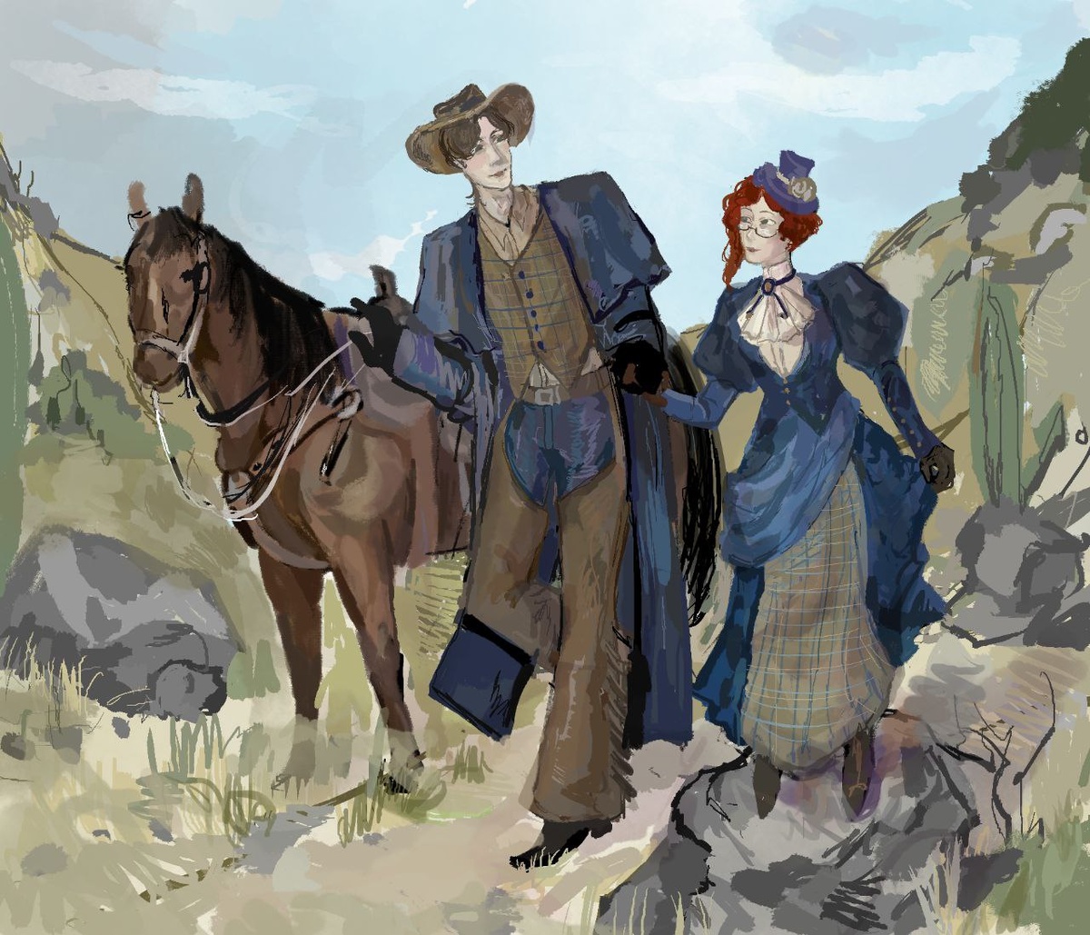 Рисунок дочки, название: Куда мы едем, боже? 