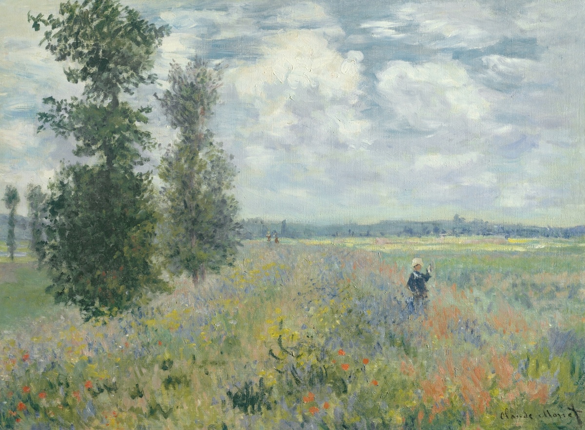 Poppy Fields near Argenteuil (1875) by Claude Monet, high resolution famous painting. Original from MET. Digitally enhanced by rawpixel.