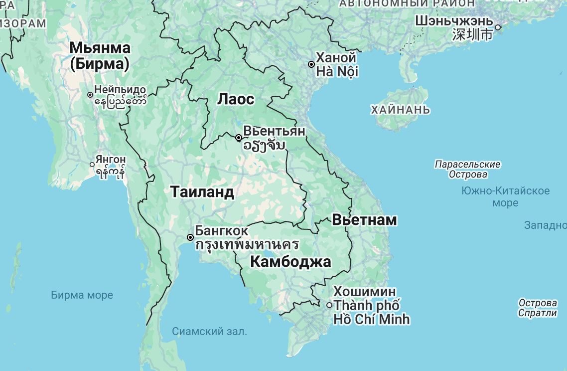 Вьетнам на карте
