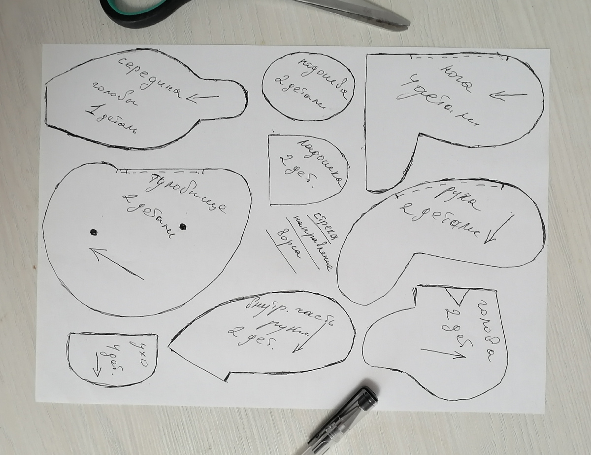 Стрелки обозначают направление ворса.