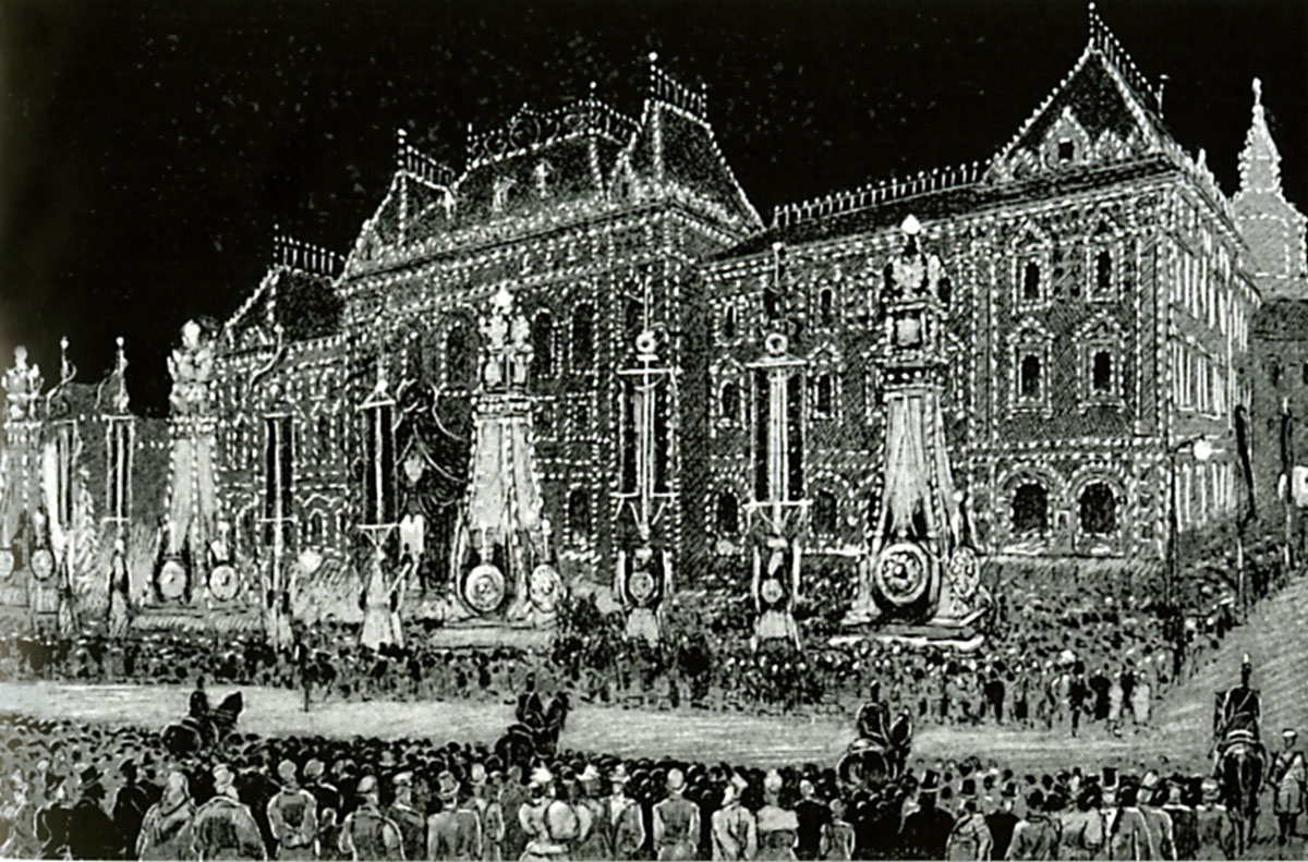 Москва. Иллюминация Кремля 1896 год, коронация НиколаяII