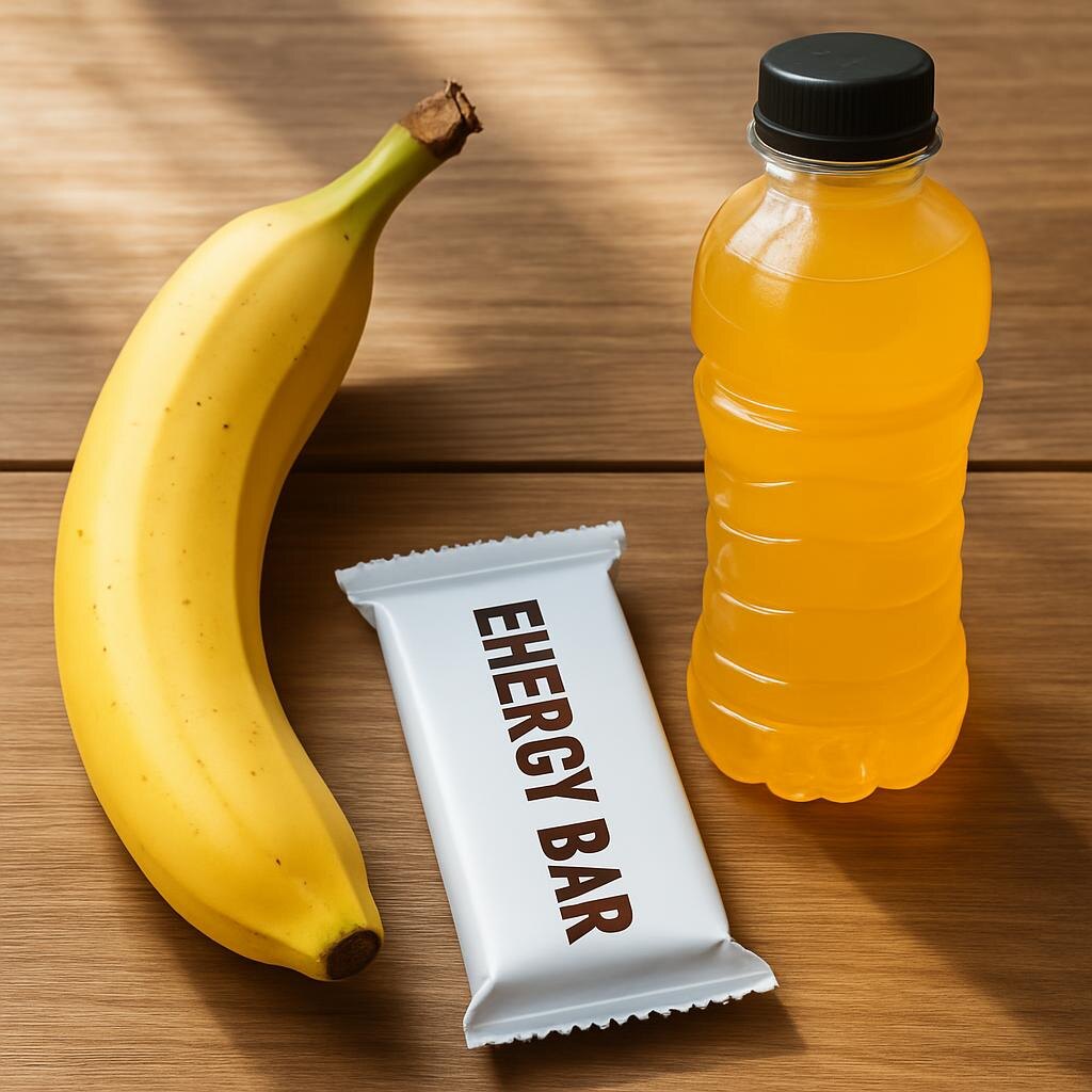 Банан, Протеиновый батончик, сок.
