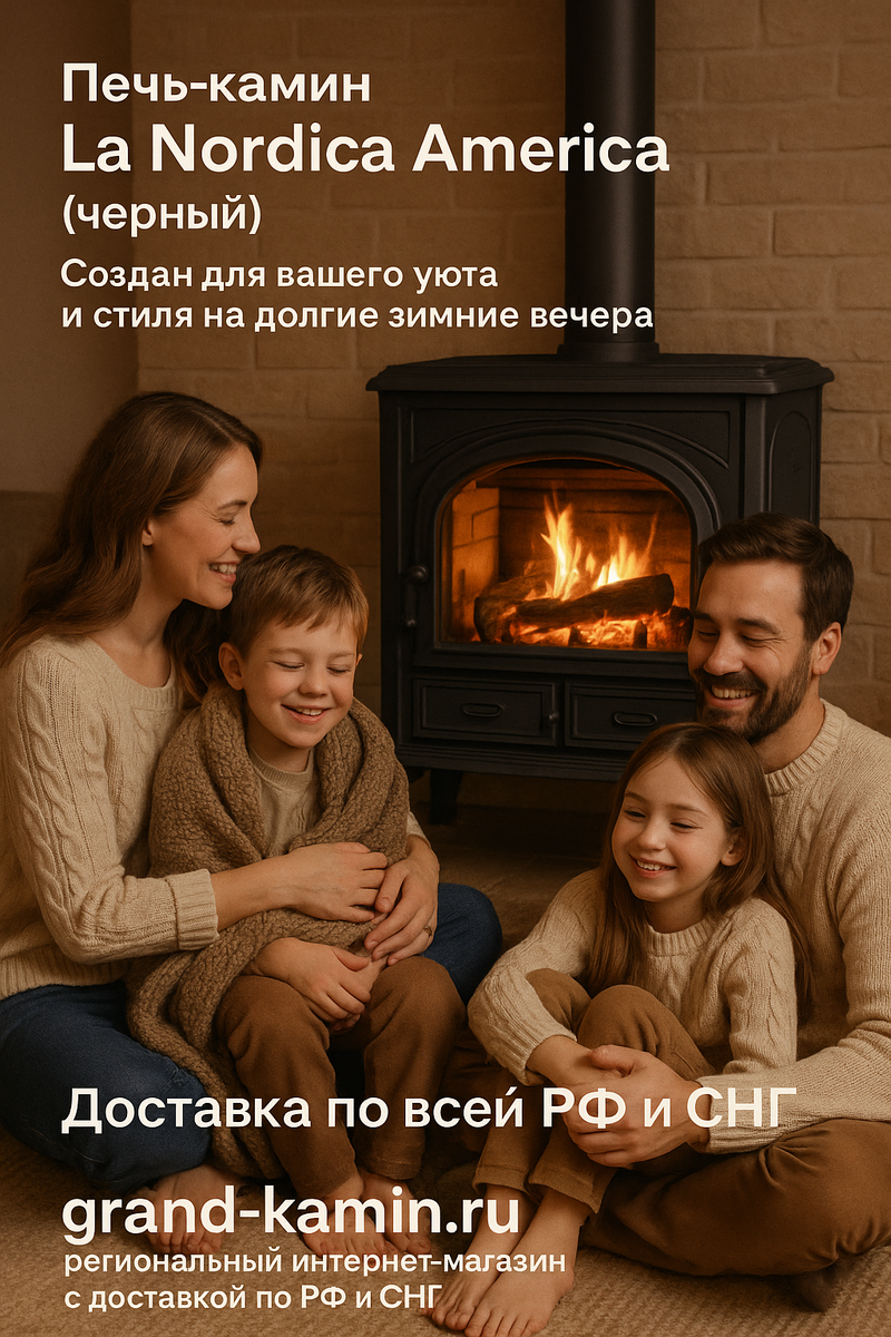    Печь-камин La Nordica America (черный): создан для вашего уюта и стиля на долгие зимние вечера Kamin