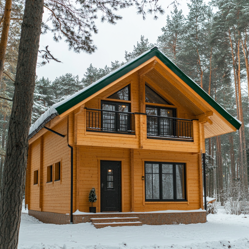 А вам понравился бы такой дом из бруса, построенный в лесу? Кажется, довольно подходящая фотография под определение "дом мечты".
