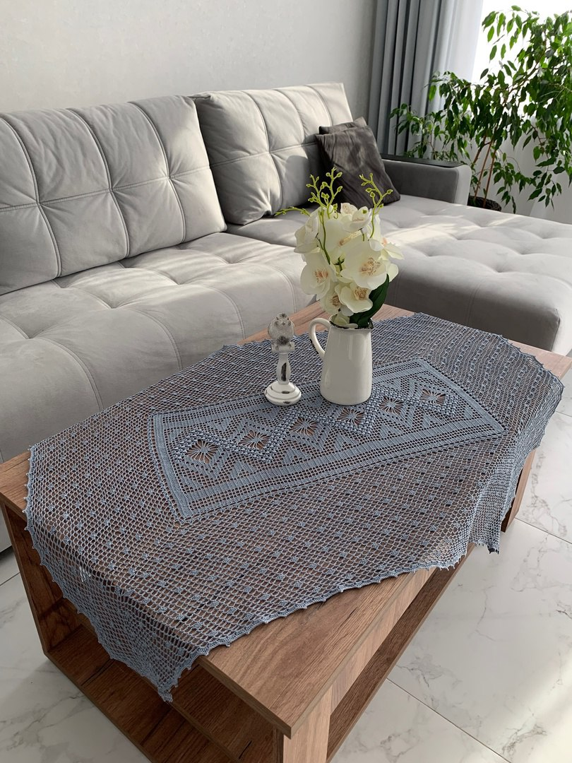 Скатерть 110 на 75 см, связана крючком 1,25; пряжа Пехорка «Денди». автор Наталья Ашастина